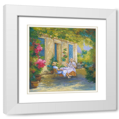 Afternoon Relax White Modern Wood Framed Art Print with Double Matting by Borisova, Irina
