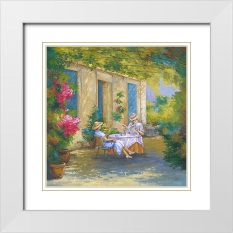 Afternoon Relax White Modern Wood Framed Art Print with Double Matting by Borisova, Irina