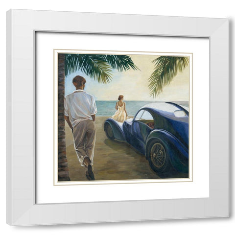 Long Beach White Modern Wood Framed Art Print with Double Matting by Borisova, Irina