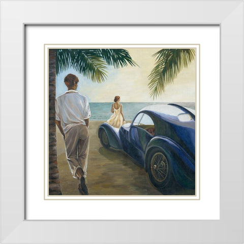 Long Beach White Modern Wood Framed Art Print with Double Matting by Borisova, Irina