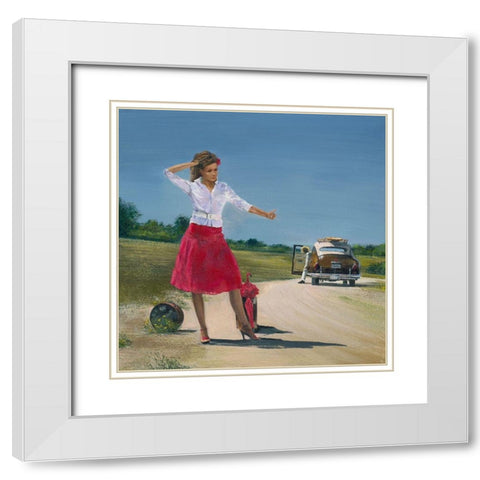 On the Road White Modern Wood Framed Art Print with Double Matting by Borisova, Irina