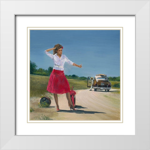 On the Road White Modern Wood Framed Art Print with Double Matting by Borisova, Irina
