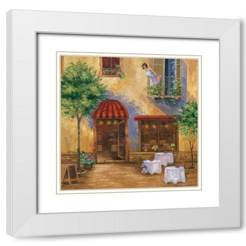 Young Girl on the Balcony White Modern Wood Framed Art Print with Double Matting by Borisova, Irina