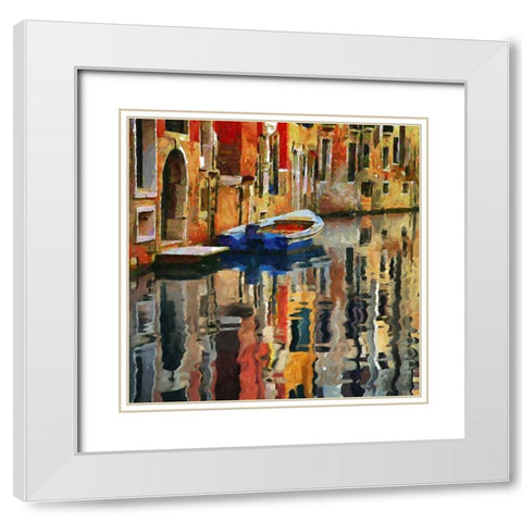 Boat in Venice White Modern Wood Framed Art Print with Double Matting by Medeiros, Celito