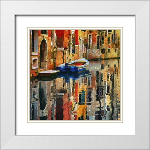Boat in Venice White Modern Wood Framed Art Print with Double Matting by Medeiros, Celito