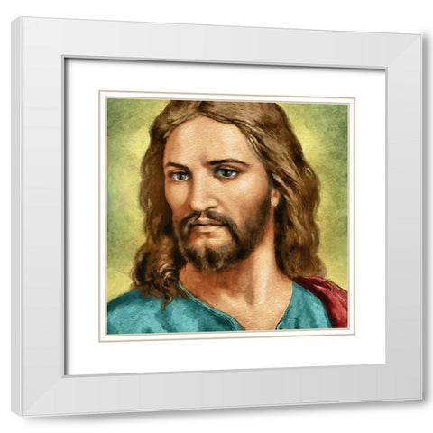 Jesus III White Modern Wood Framed Art Print with Double Matting by Medeiros, Celito