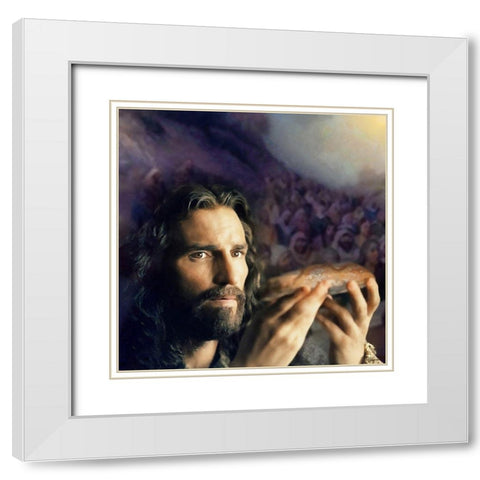 Praying Jesus III White Modern Wood Framed Art Print with Double Matting by Medeiros, Celito