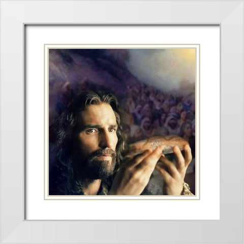 Praying Jesus III White Modern Wood Framed Art Print with Double Matting by Medeiros, Celito