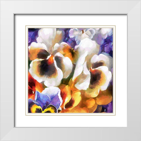 White Pansies White Modern Wood Framed Art Print with Double Matting by Medeiros, Celito