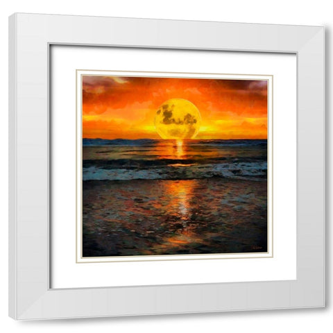 Sunset Over the Sea White Modern Wood Framed Art Print with Double Matting by Medeiros, Celito