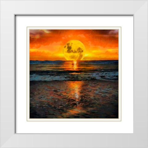 Sunset Over the Sea White Modern Wood Framed Art Print with Double Matting by Medeiros, Celito