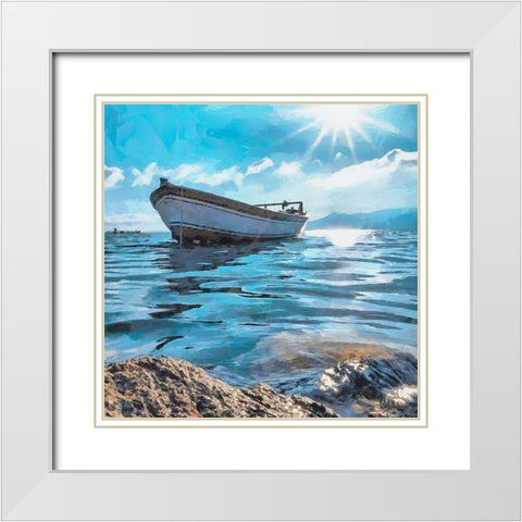 Beautiful Day at Sea White Modern Wood Framed Art Print with Double Matting by Medeiros, Celito