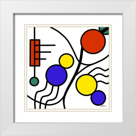 Kandinsky Style I White Modern Wood Framed Art Print with Double Matting by Medeiros, Celito