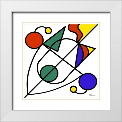 Kandinsky Style II White Modern Wood Framed Art Print with Double Matting by Medeiros, Celito