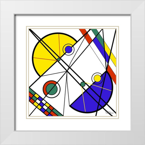 Kandinsky Style III White Modern Wood Framed Art Print with Double Matting by Medeiros, Celito