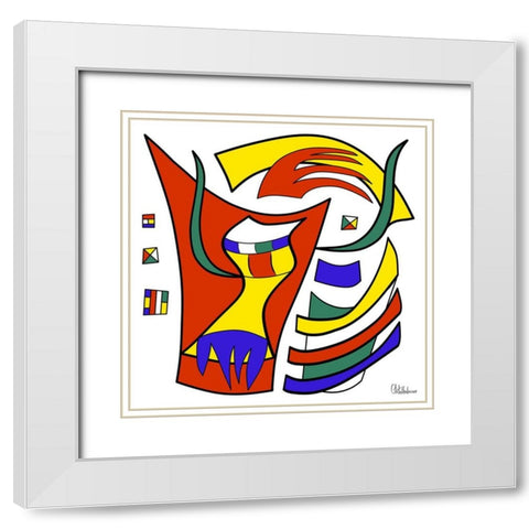 Kandinsky Style IV White Modern Wood Framed Art Print with Double Matting by Medeiros, Celito