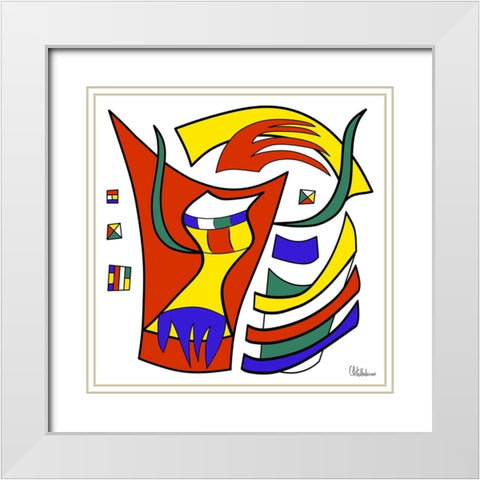 Kandinsky Style IV White Modern Wood Framed Art Print with Double Matting by Medeiros, Celito
