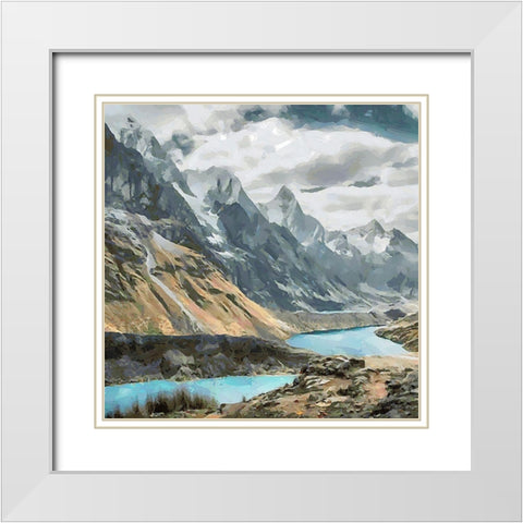 Lake in the Rocky Mountains White Modern Wood Framed Art Print with Double Matting by Medeiros, Celito
