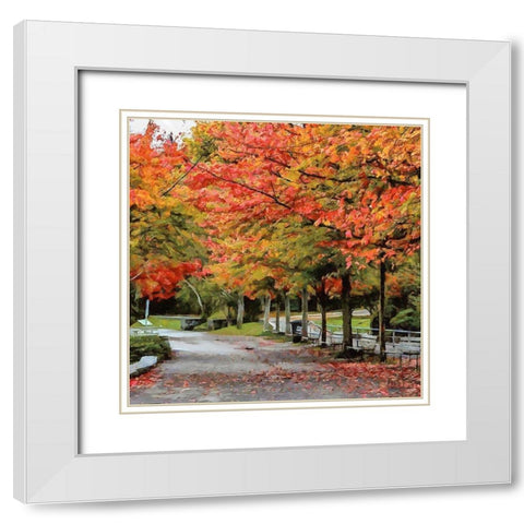 Autumn Park White Modern Wood Framed Art Print with Double Matting by Medeiros, Celito