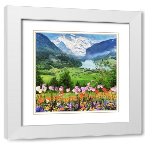 Lake in the Alps White Modern Wood Framed Art Print with Double Matting by Medeiros, Celito