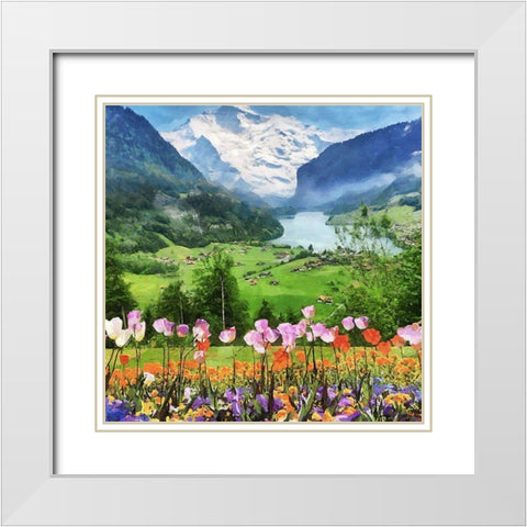 Lake in the Alps White Modern Wood Framed Art Print with Double Matting by Medeiros, Celito