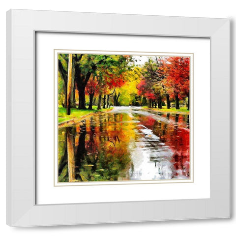 Street After the Rain White Modern Wood Framed Art Print with Double Matting by Medeiros, Celito