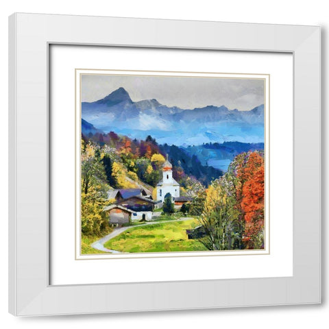 Austria Village White Modern Wood Framed Art Print with Double Matting by Medeiros, Celito