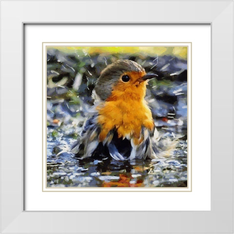 Bathing Bird White Modern Wood Framed Art Print with Double Matting by Medeiros, Celito