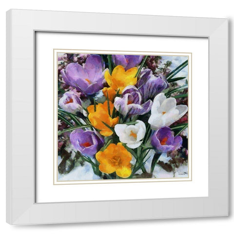 Spring Flowers White Modern Wood Framed Art Print with Double Matting by Medeiros, Celito