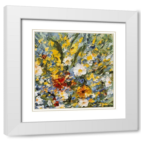Meadow Flowers I White Modern Wood Framed Art Print with Double Matting by Medeiros, Celito