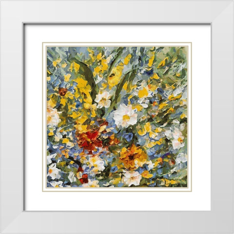 Meadow Flowers I White Modern Wood Framed Art Print with Double Matting by Medeiros, Celito