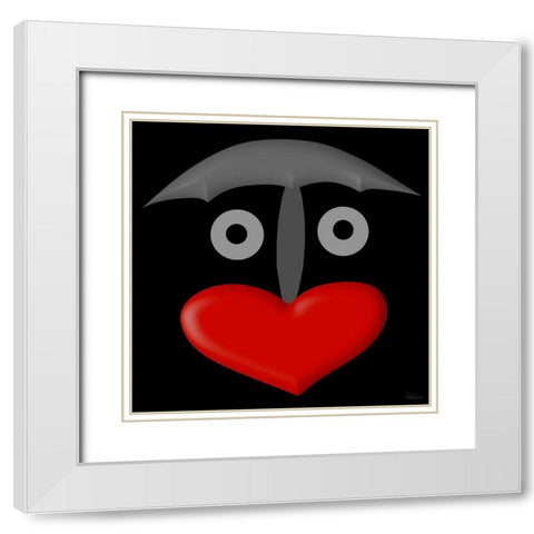 Face BW1 White Modern Wood Framed Art Print with Double Matting by Medeiros, Celito