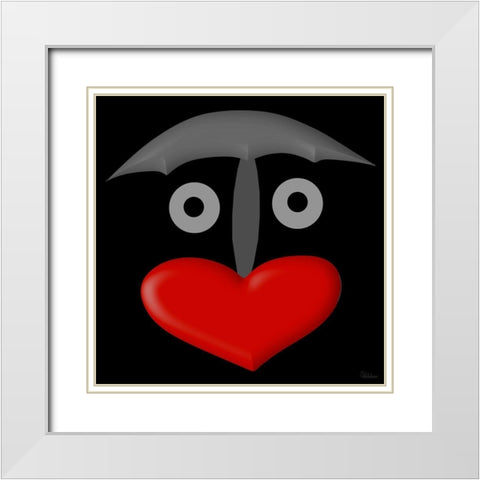 Face BW1 White Modern Wood Framed Art Print with Double Matting by Medeiros, Celito