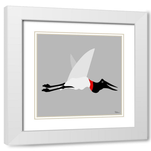 Stork BW White Modern Wood Framed Art Print with Double Matting by Medeiros, Celito