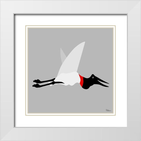 Stork BW White Modern Wood Framed Art Print with Double Matting by Medeiros, Celito