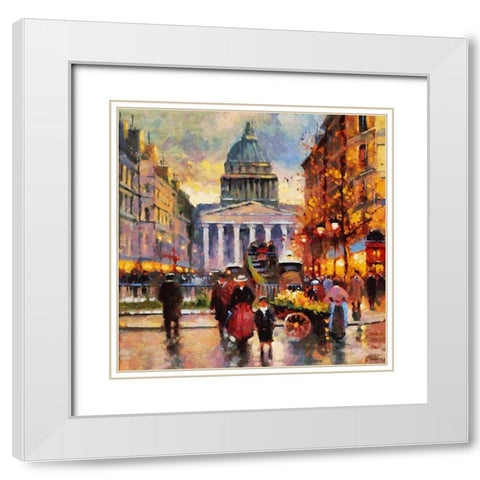 Romantic Paris IV White Modern Wood Framed Art Print with Double Matting by Medeiros, Celito