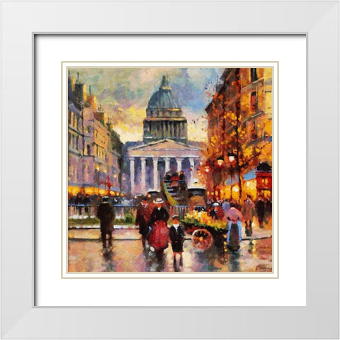 Romantic Paris IV White Modern Wood Framed Art Print with Double Matting by Medeiros, Celito
