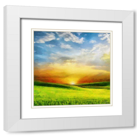 Sunrise over the Meadow White Modern Wood Framed Art Print with Double Matting by Medeiros, Celito