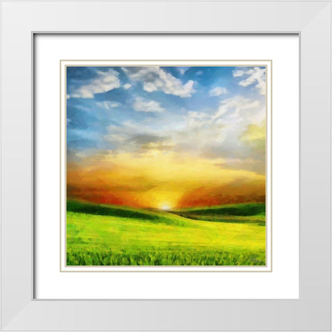 Sunrise over the Meadow White Modern Wood Framed Art Print with Double Matting by Medeiros, Celito