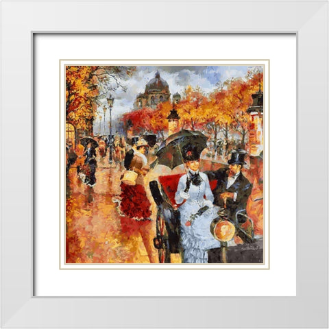 Old Paris View I White Modern Wood Framed Art Print with Double Matting by Medeiros, Celito