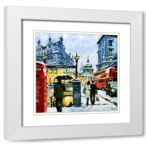 London Variations II White Modern Wood Framed Art Print with Double Matting by Medeiros, Celito