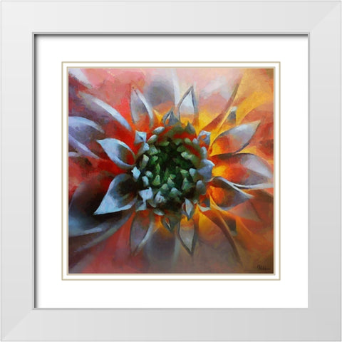 Flower in Red White Modern Wood Framed Art Print with Double Matting by Medeiros, Celito