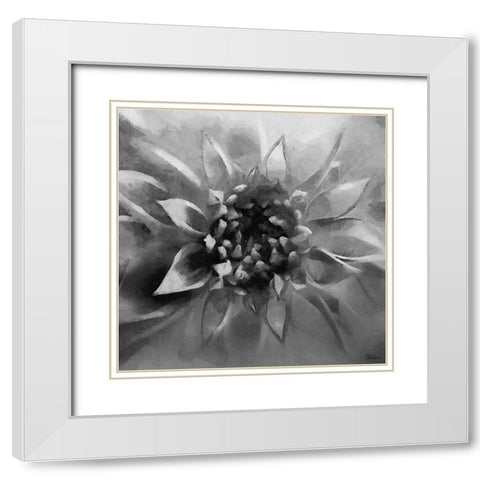 Leaves BW4 White Modern Wood Framed Art Print with Double Matting by Medeiros, Celito