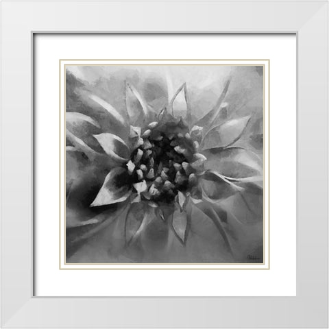 Leaves BW4 White Modern Wood Framed Art Print with Double Matting by Medeiros, Celito
