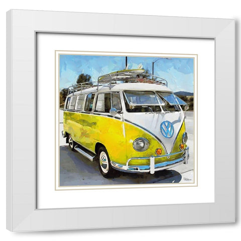 Good Old VW Van I White Modern Wood Framed Art Print with Double Matting by Medeiros, Celito