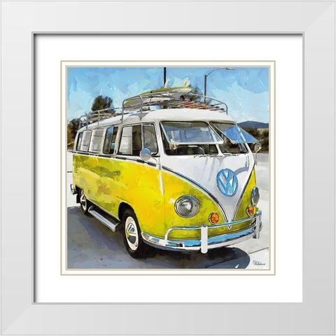 Good Old VW Van I White Modern Wood Framed Art Print with Double Matting by Medeiros, Celito