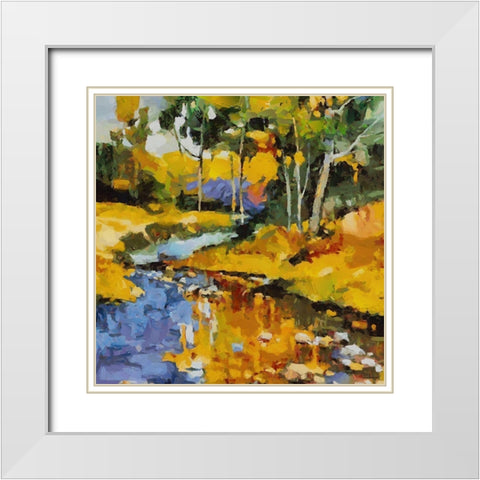 Stream in the Countryside White Modern Wood Framed Art Print with Double Matting by Medeiros, Celito