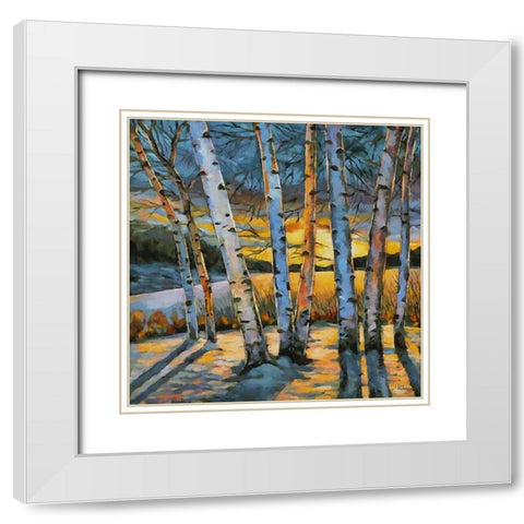 Birches in Winter White Modern Wood Framed Art Print with Double Matting by Medeiros, Celito
