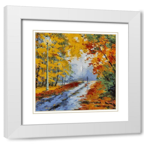Romantic Path I White Modern Wood Framed Art Print with Double Matting by Medeiros, Celito
