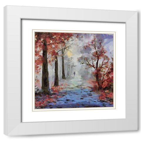 Romantic Path III White Modern Wood Framed Art Print with Double Matting by Medeiros, Celito